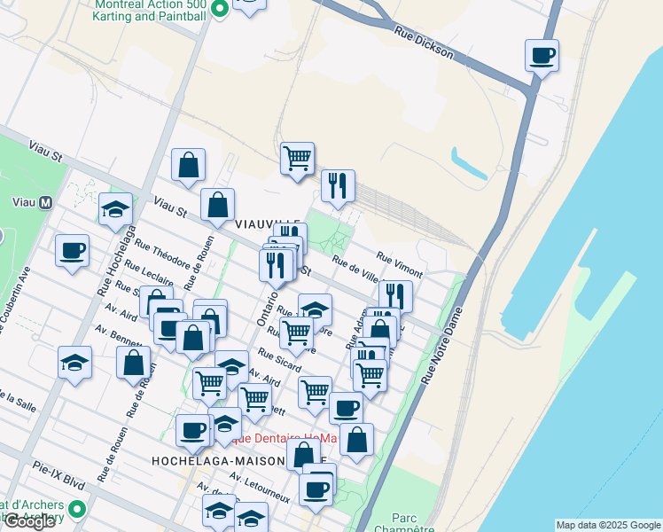map of restaurants, bars, coffee shops, grocery stores, and more near 4995 Rue la Fontaine in Montréal