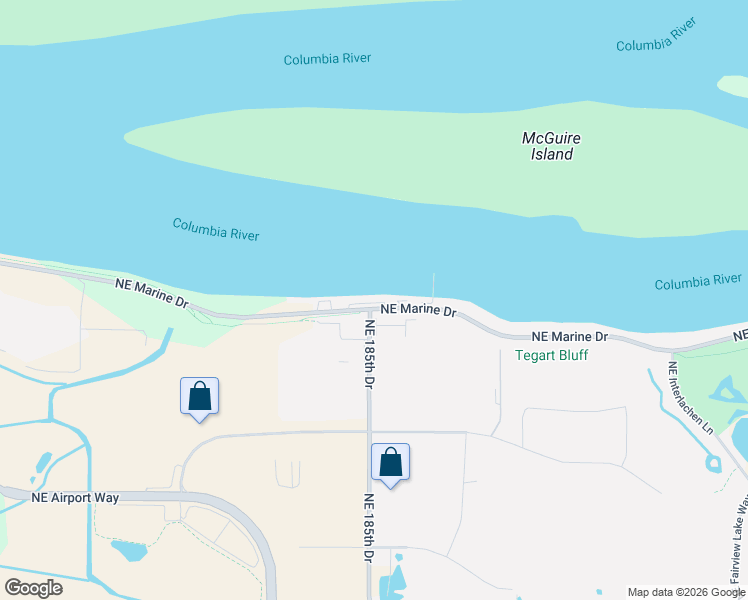 map of restaurants, bars, coffee shops, grocery stores, and more near 18601 Northeast Marine Drive in Portland