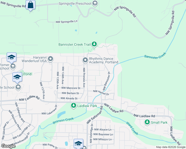 map of restaurants, bars, coffee shops, grocery stores, and more near 12914 Northwest Ethan Drive in Portland