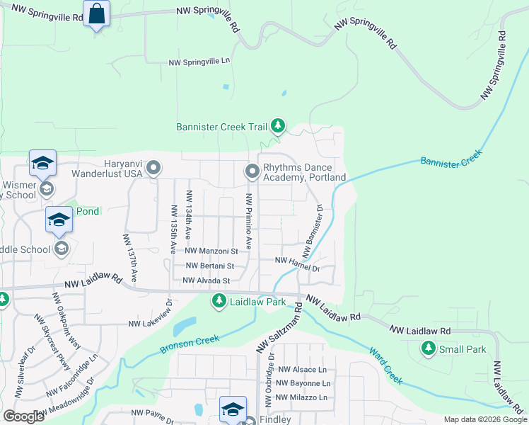 map of restaurants, bars, coffee shops, grocery stores, and more near 12914 Northwest Ethan Drive in Portland