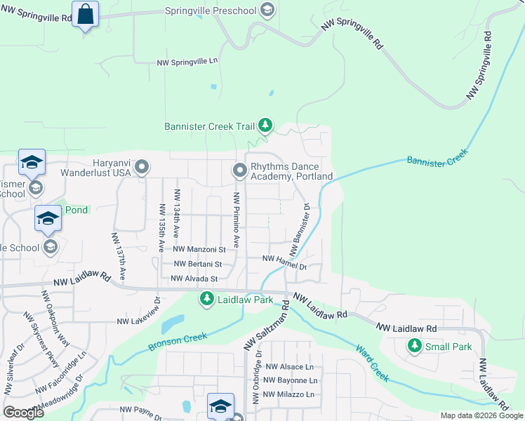 map of restaurants, bars, coffee shops, grocery stores, and more near 12914 Northwest Ethan Drive in Portland