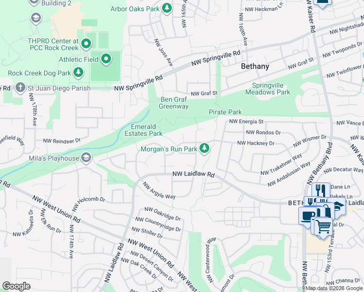 map of restaurants, bars, coffee shops, grocery stores, and more near 16456 Northwest Brandberry Drive in Portland