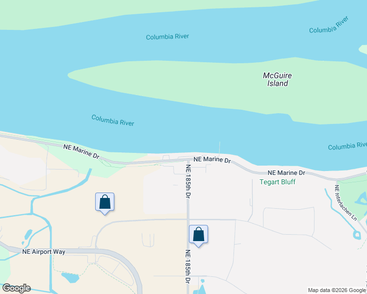 map of restaurants, bars, coffee shops, grocery stores, and more near 18525 Northeast Marine Drive in Portland