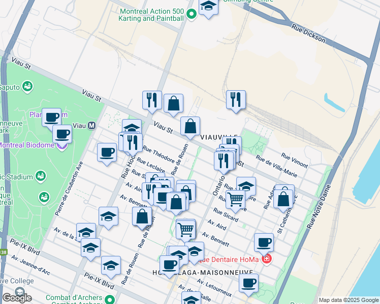 map of restaurants, bars, coffee shops, grocery stores, and more near 2235 Rue Saint Clément in Montréal