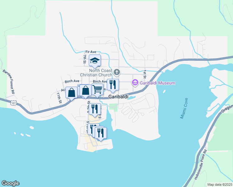 map of restaurants, bars, coffee shops, grocery stores, and more near in Garibaldi