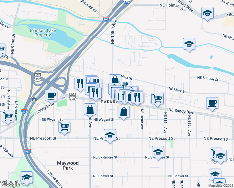 map of restaurants, bars, coffee shops, grocery stores, and more near in Portland