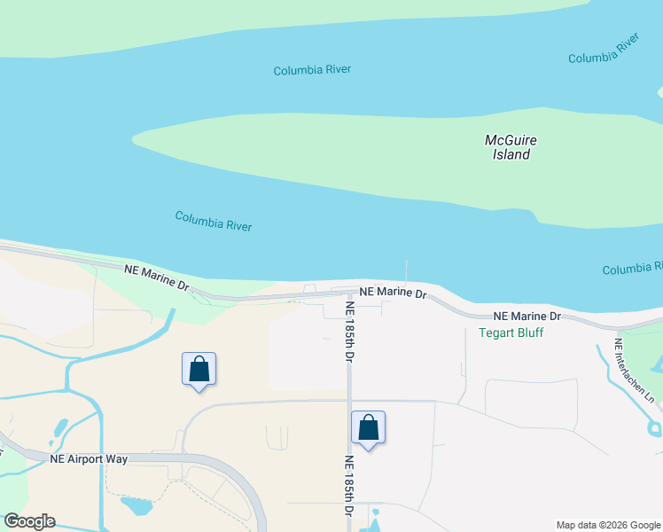 map of restaurants, bars, coffee shops, grocery stores, and more near 18525 Northeast Marine Drive in Portland