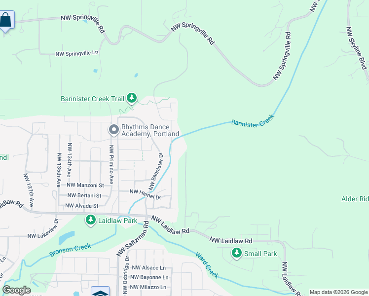 map of restaurants, bars, coffee shops, grocery stores, and more near 5009 Northwest 124th Avenue in Portland