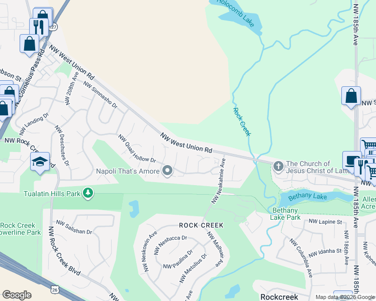 map of restaurants, bars, coffee shops, grocery stores, and more near 5500 Northwest Ridgemoor Court in Portland