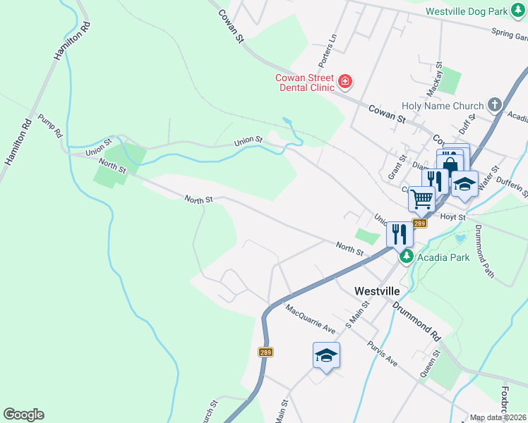 map of restaurants, bars, coffee shops, grocery stores, and more near 2234 North Street in Westville