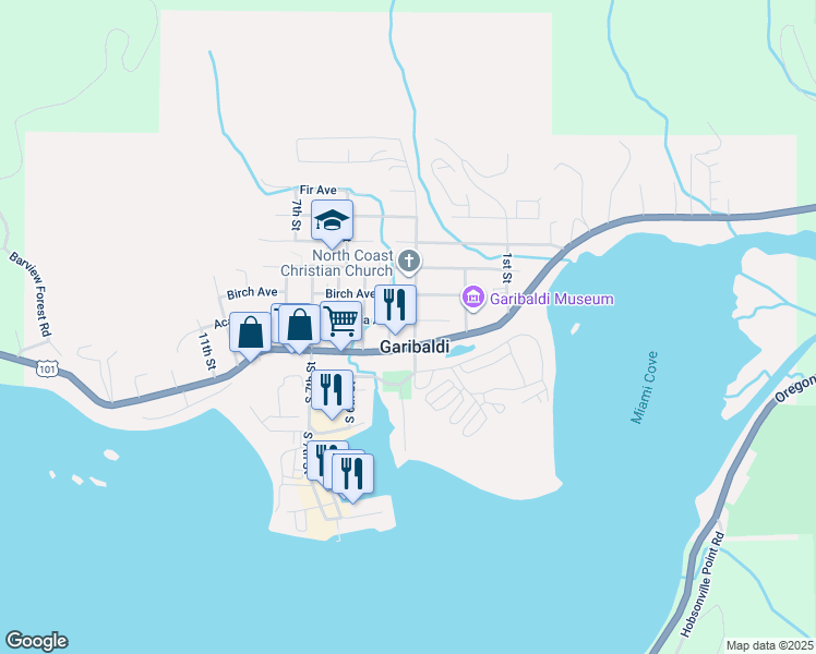 map of restaurants, bars, coffee shops, grocery stores, and more near in Garibaldi