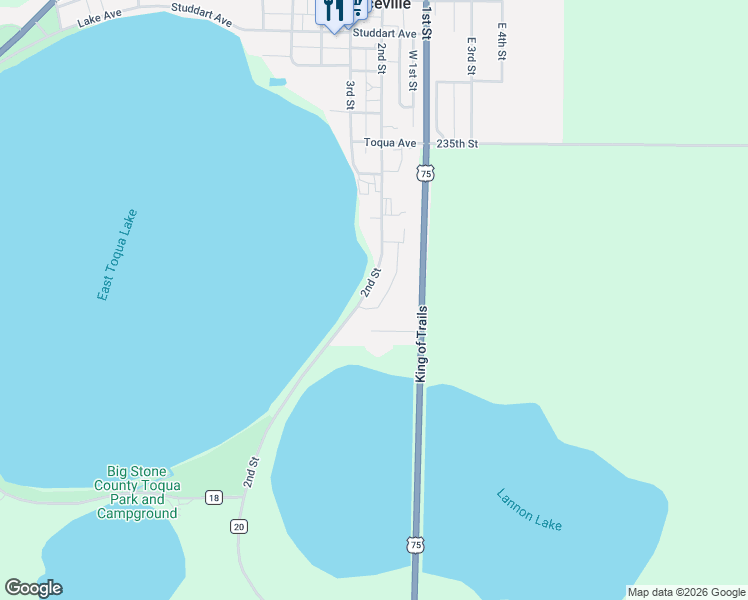 map of restaurants, bars, coffee shops, grocery stores, and more near 102 2nd Street in Graceville