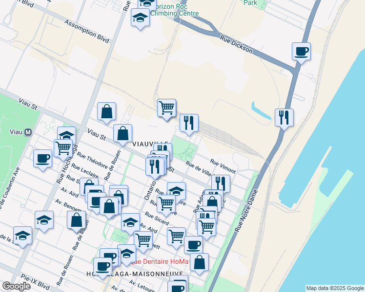 map of restaurants, bars, coffee shops, grocery stores, and more near 1855 Rue de Ville-Marie in Montréal