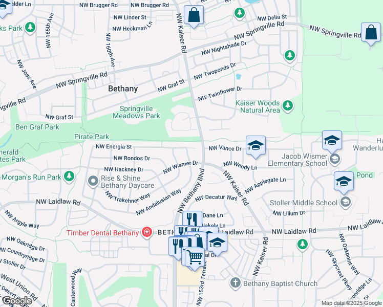 map of restaurants, bars, coffee shops, grocery stores, and more near 15374 Northwest Andalusian Way in Portland