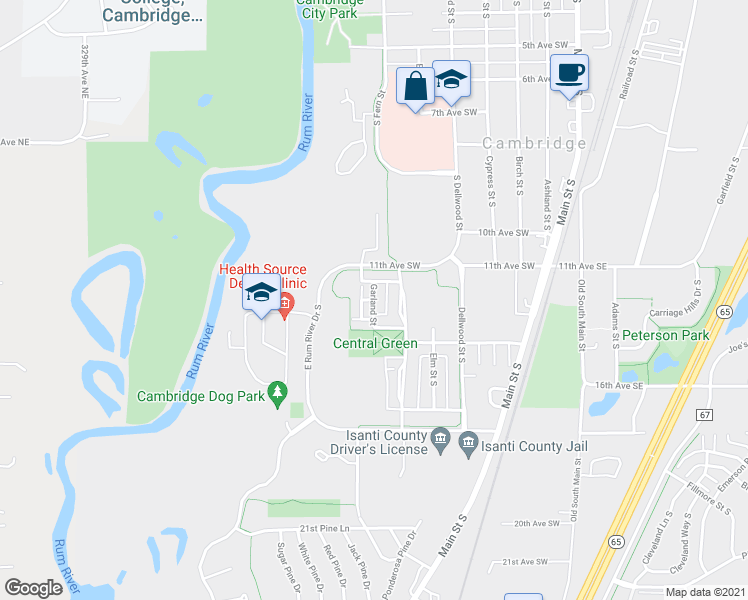 map of restaurants, bars, coffee shops, grocery stores, and more near Garland Street in Cambridge