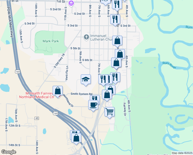 map of restaurants, bars, coffee shops, grocery stores, and more near 707 7th Avenue in Princeton