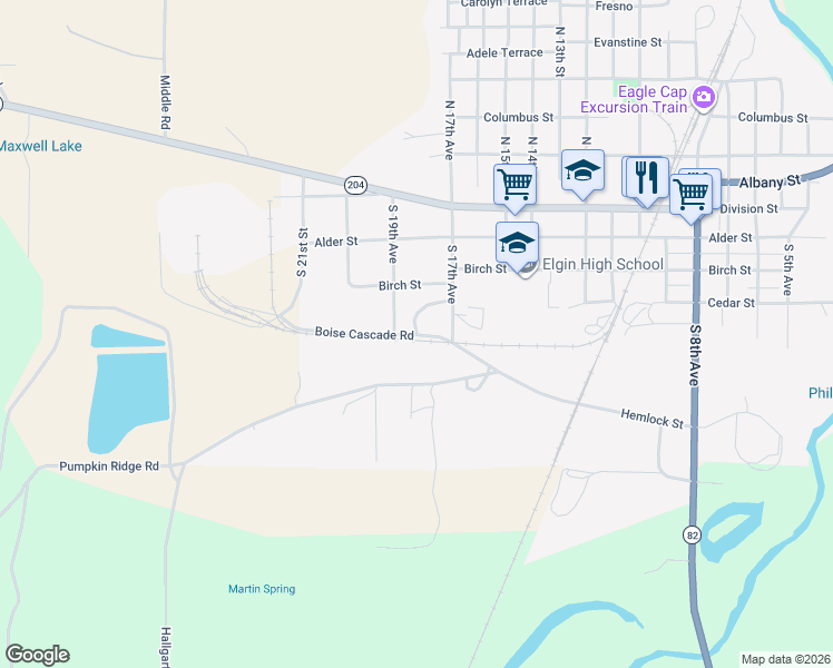 map of restaurants, bars, coffee shops, grocery stores, and more near 1840 Cedar Street in Elgin