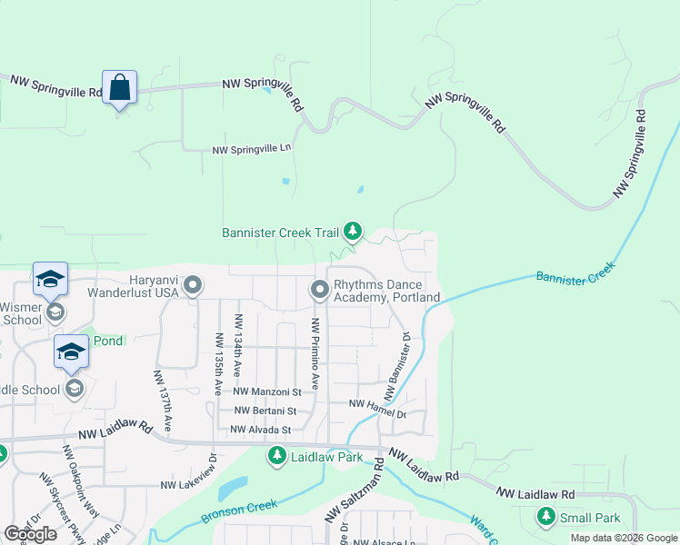 map of restaurants, bars, coffee shops, grocery stores, and more near 12882 Northwest O Connor Drive in Portland