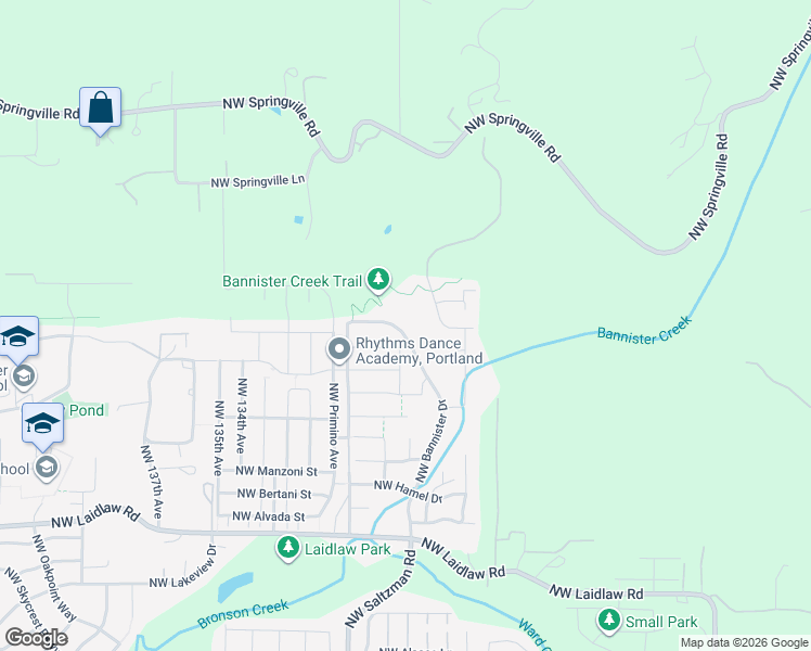 map of restaurants, bars, coffee shops, grocery stores, and more near 5752 Northwest Bannister Drive in Portland