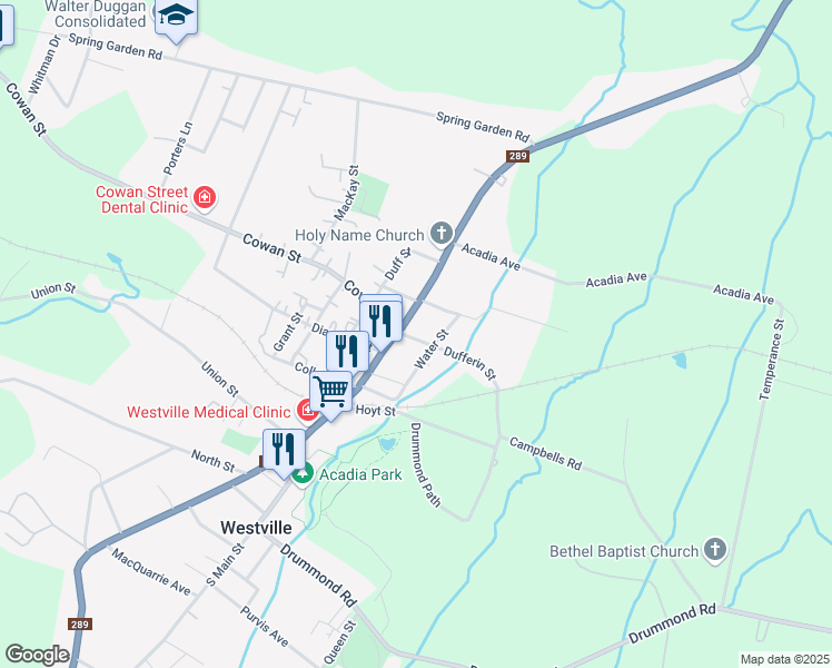map of restaurants, bars, coffee shops, grocery stores, and more near 1984 Dufferin Street in Westville