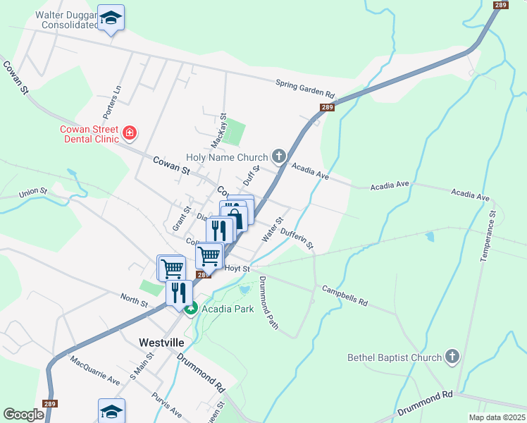 map of restaurants, bars, coffee shops, grocery stores, and more near 1733 North Main Street in Westville