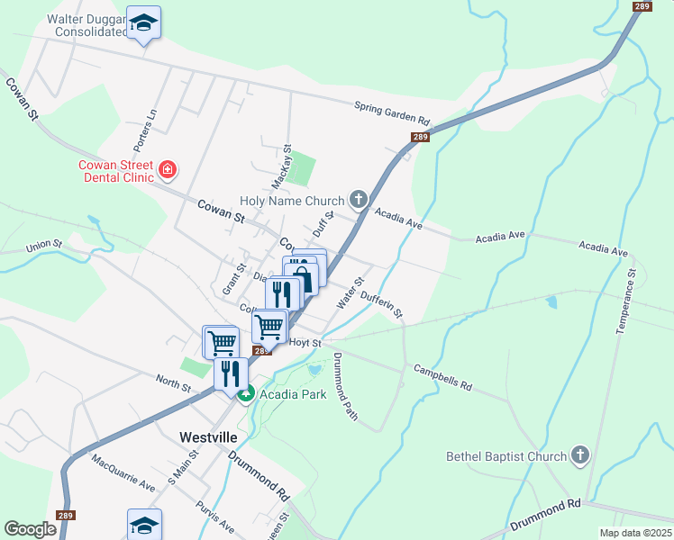 map of restaurants, bars, coffee shops, grocery stores, and more near 1733 North Main Street in Westville