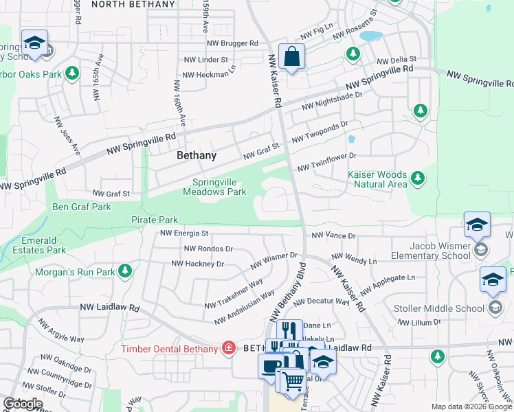 map of restaurants, bars, coffee shops, grocery stores, and more near 15485 Northwest Westbrook Way in Portland