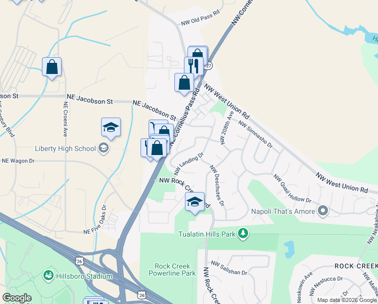map of restaurants, bars, coffee shops, grocery stores, and more near 21184 Northwest Cannes Drive in Portland