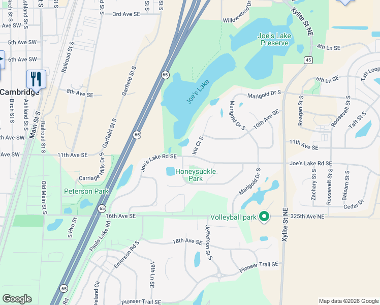 map of restaurants, bars, coffee shops, grocery stores, and more near 1145 Iris Court South in Cambridge