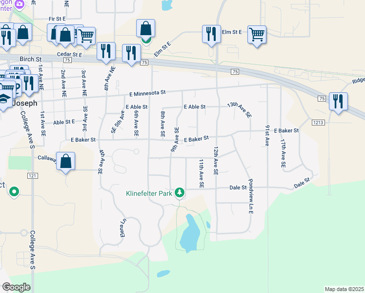 map of restaurants, bars, coffee shops, grocery stores, and more near 904 East Baker Street in Saint Joseph