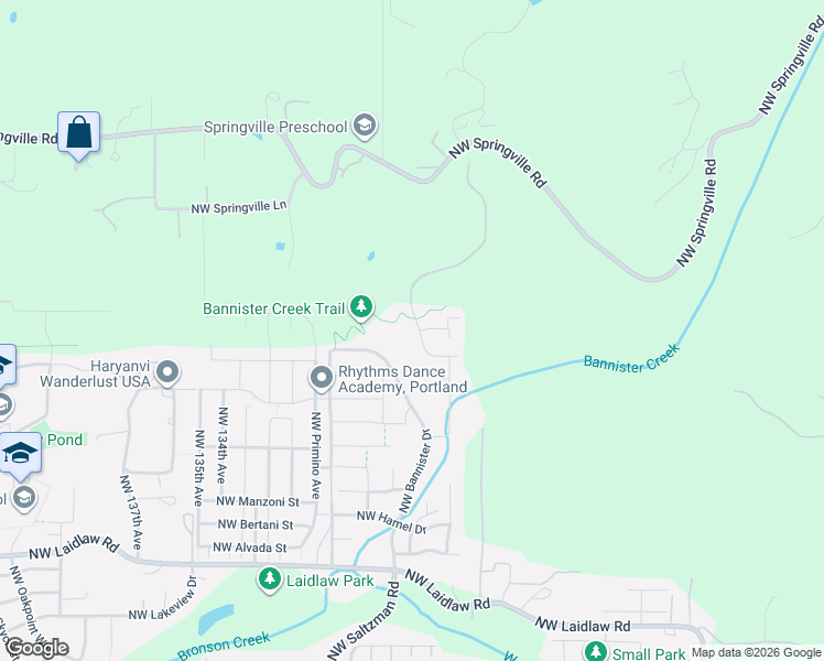 map of restaurants, bars, coffee shops, grocery stores, and more near 5935 Northwest Redfox Drive in Portland