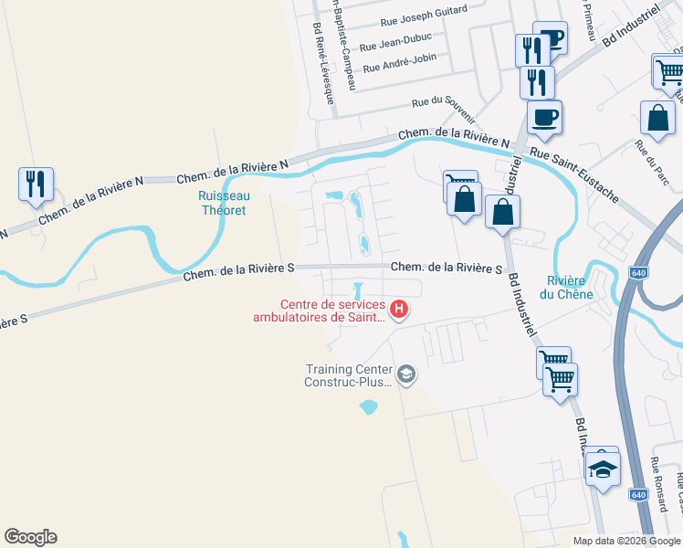 map of restaurants, bars, coffee shops, grocery stores, and more near 1209 Rue des Hérons in Saint-Eustache