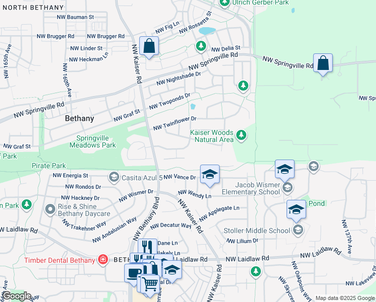 map of restaurants, bars, coffee shops, grocery stores, and more near 6062 Northwest Snowlily Drive in Portland