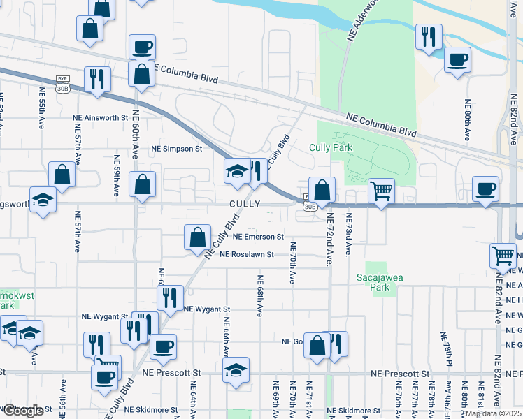 map of restaurants, bars, coffee shops, grocery stores, and more near in Portland