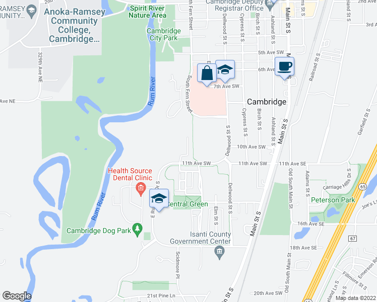 map of restaurants, bars, coffee shops, grocery stores, and more near 800 11th Avenue Southwest in Cambridge