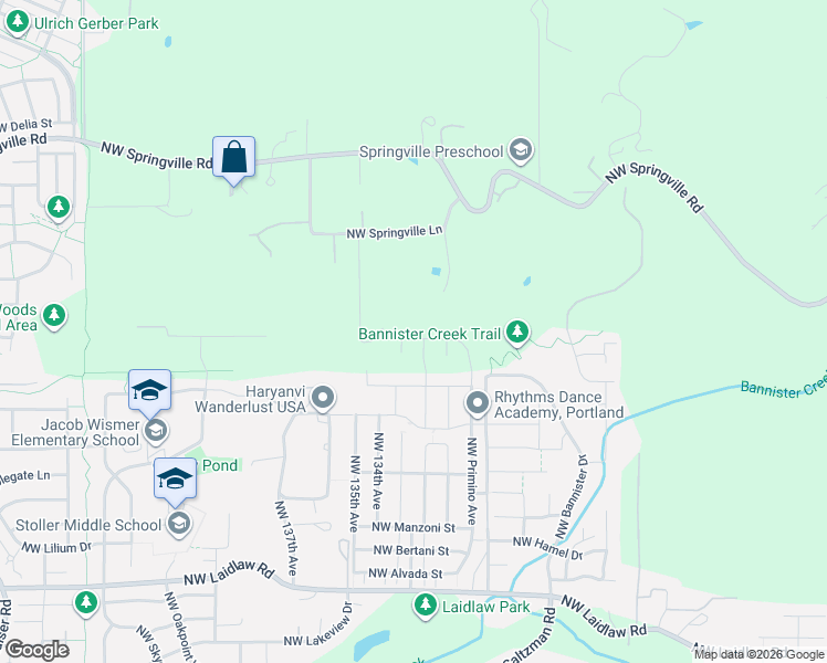 map of restaurants, bars, coffee shops, grocery stores, and more near 13255 Northwest Carson Road in Portland