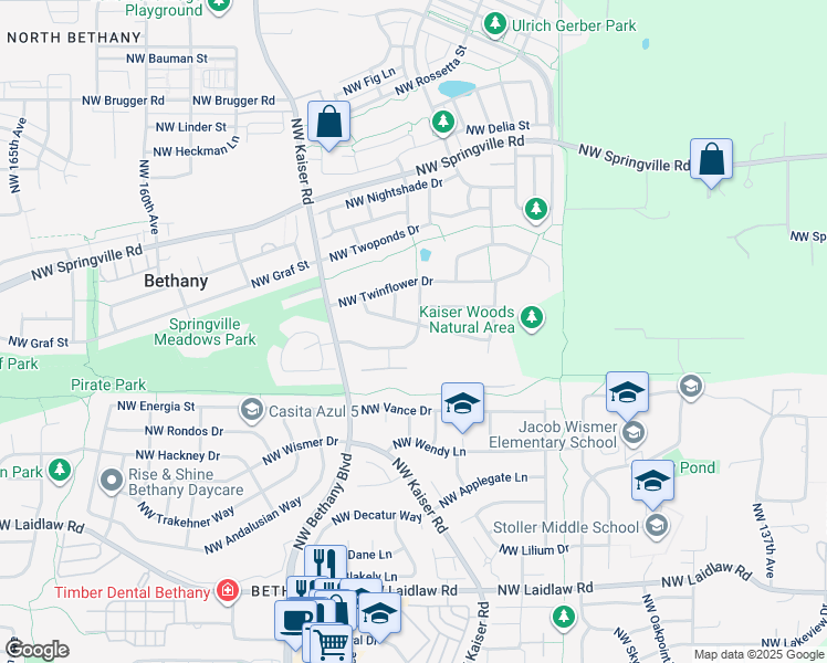 map of restaurants, bars, coffee shops, grocery stores, and more near 6062 Northwest Snowlily Drive in Portland