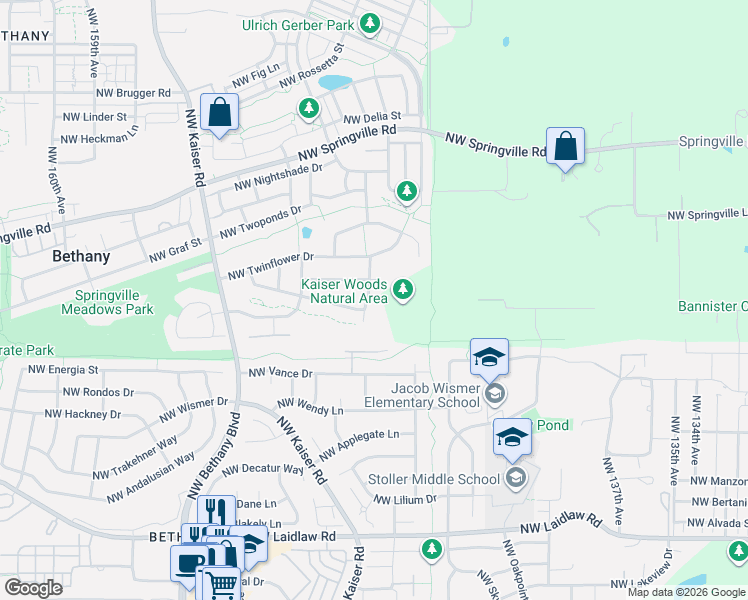 map of restaurants, bars, coffee shops, grocery stores, and more near 14880 Northwest Fawnlily Drive in Portland