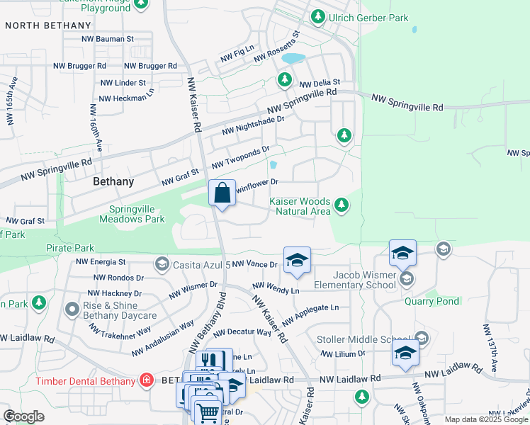 map of restaurants, bars, coffee shops, grocery stores, and more near 6062 Northwest Snowlily Drive in Portland