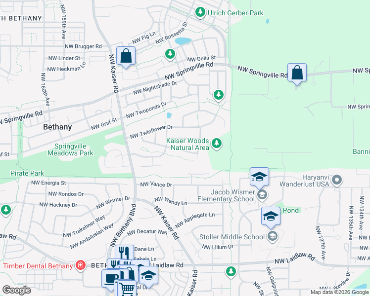 map of restaurants, bars, coffee shops, grocery stores, and more near 14923 Northwest Fawnlily Drive in Portland