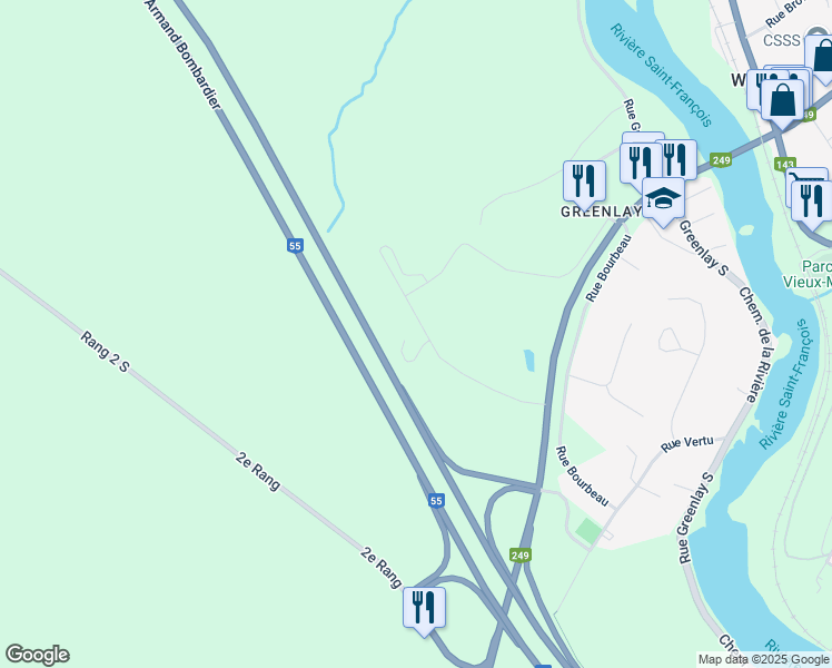 map of restaurants, bars, coffee shops, grocery stores, and more near 1000 Rue Maurice-Bachand in Windsor