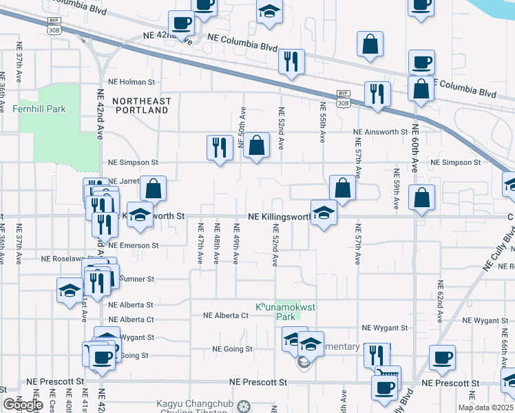 map of restaurants, bars, coffee shops, grocery stores, and more near in Portland