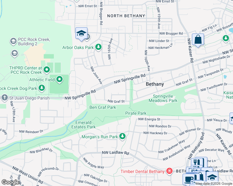 map of restaurants, bars, coffee shops, grocery stores, and more near 6035 Northwest 163rd Place in Portland