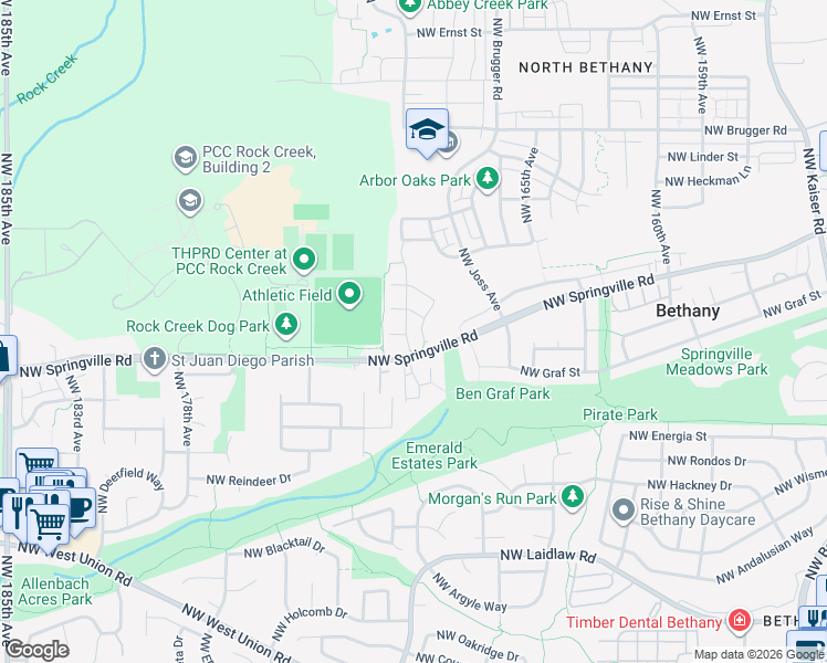 map of restaurants, bars, coffee shops, grocery stores, and more near 6116 Northwest Trowbridge Drive in Portland