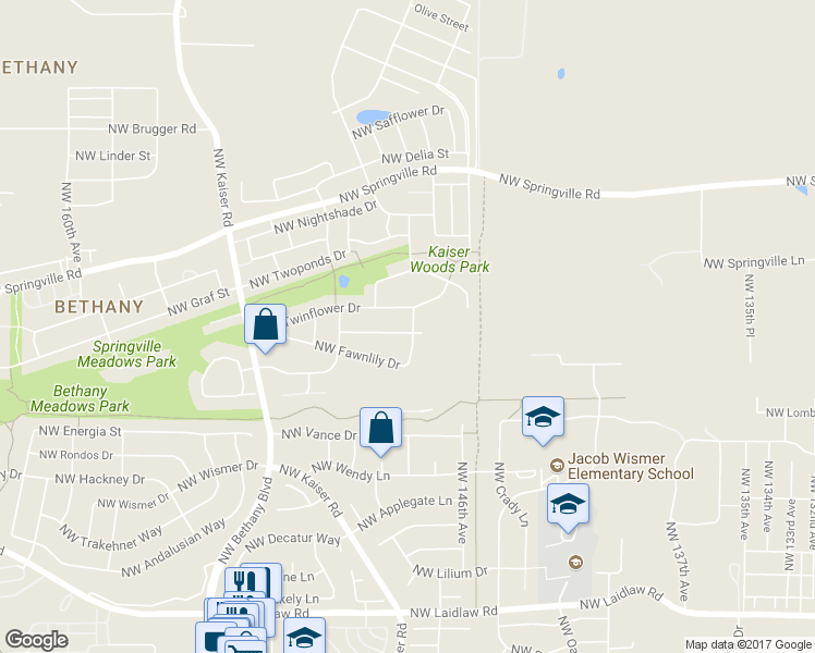 map of restaurants, bars, coffee shops, grocery stores, and more near 14718 Northwest Twinflower Drive in Portland
