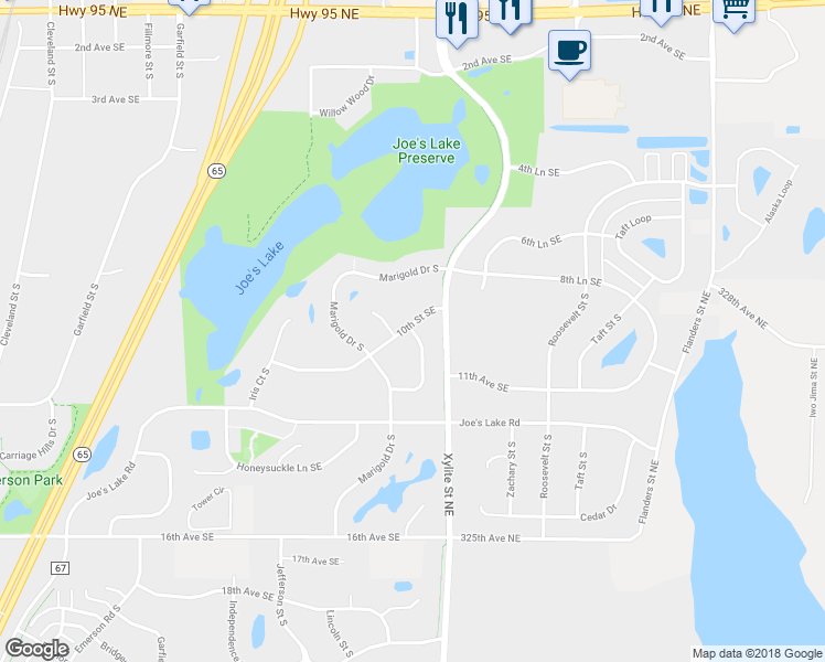 map of restaurants, bars, coffee shops, grocery stores, and more near 1592 Plum Creek Drive Southeast in Cambridge