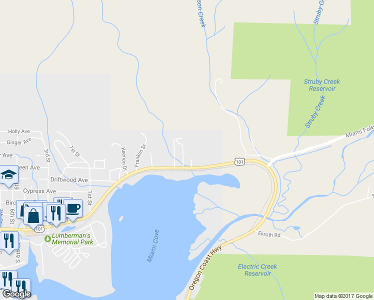 map of restaurants, bars, coffee shops, grocery stores, and more near 112 Arizona Way in Garibaldi