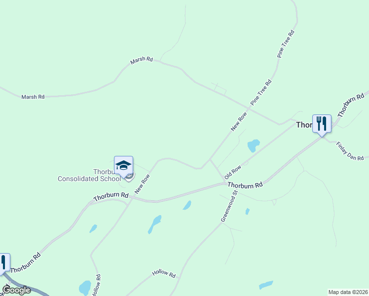 map of restaurants, bars, coffee shops, grocery stores, and more near 87 New Row in Thorburn