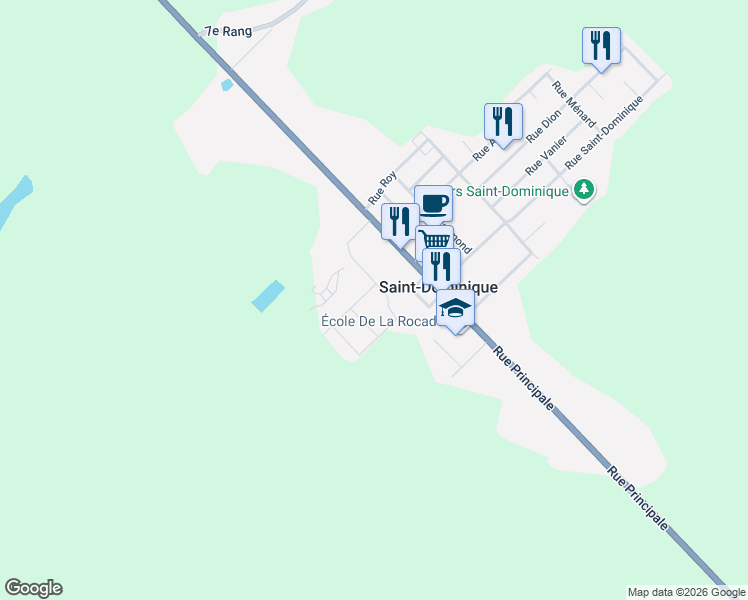 map of restaurants, bars, coffee shops, grocery stores, and more near 428 Rue du Coteau in Saint-Dominique