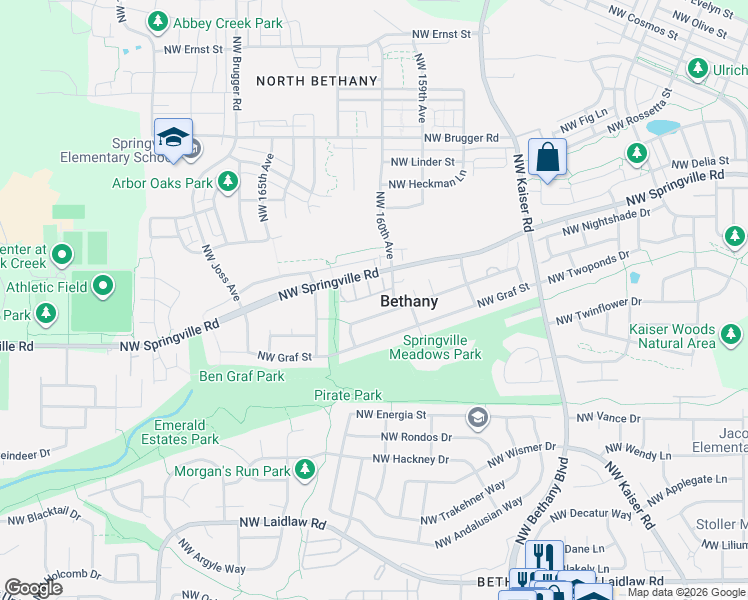 map of restaurants, bars, coffee shops, grocery stores, and more near 16140 Northwest Fescue Court in Portland